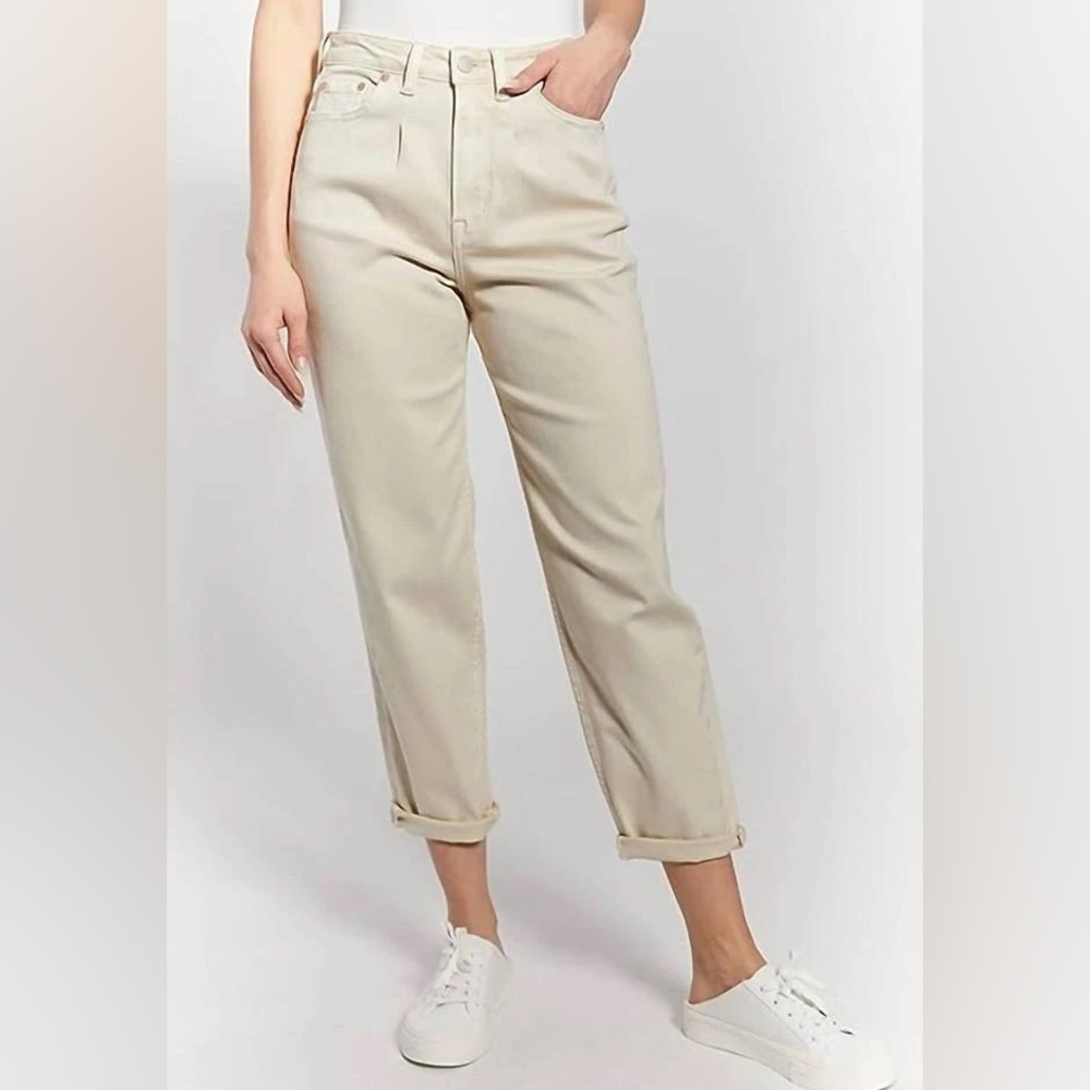 OAT New York High Rise Straight Leg Ankle Grazer Jeans in French Butter Size 31